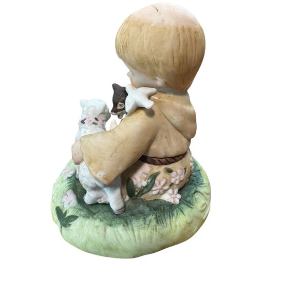 Little Francis Schmid Figurine Peace Prayer Collection 1992 Boy With Dog, Bird & - Picture 11 of 13